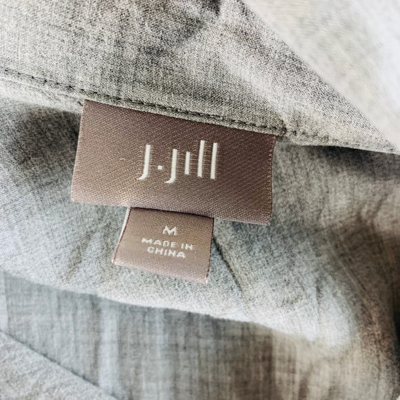 J. Jill Button Down Long Sleeve Gray Career Stretch Rayon Neutral Size Medium - Picture 5 of 7